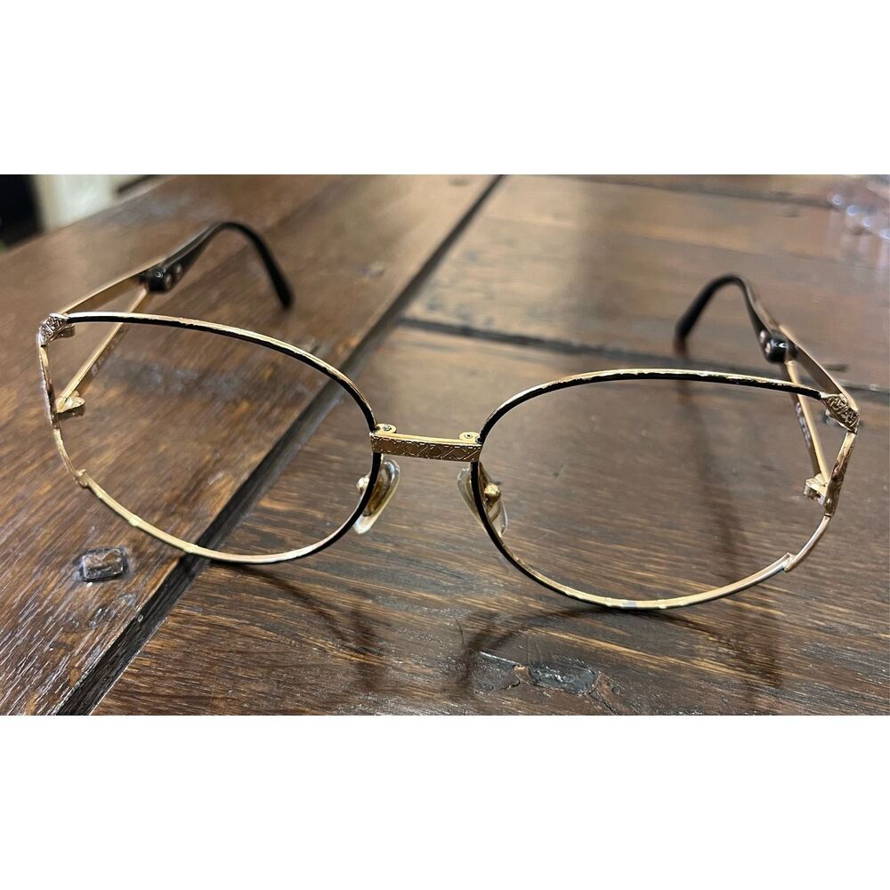 Vintage Christian Dior 2842 Oval Eyeglass Frames Gold & Black  Made In Austria